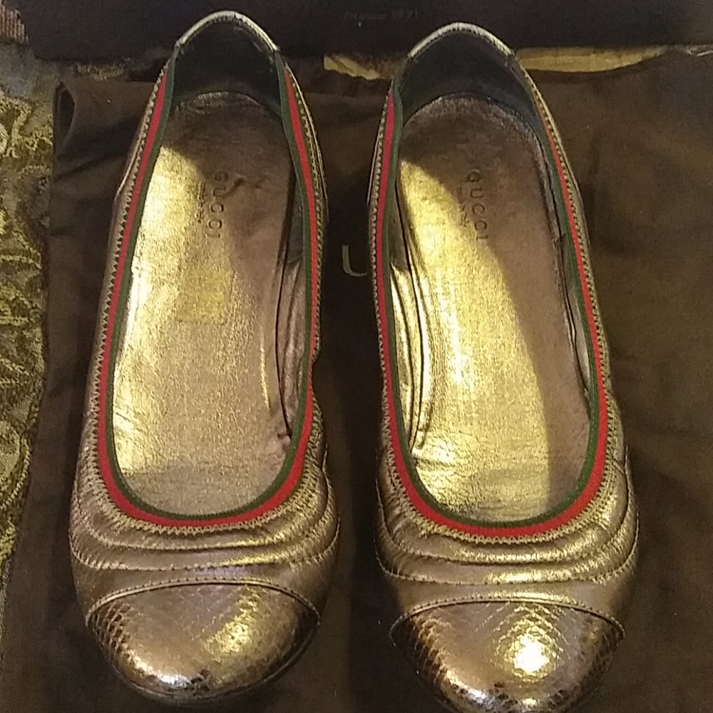 Pre-Owned Gucci Metallic Flat Sandles - Picture 14 of 16